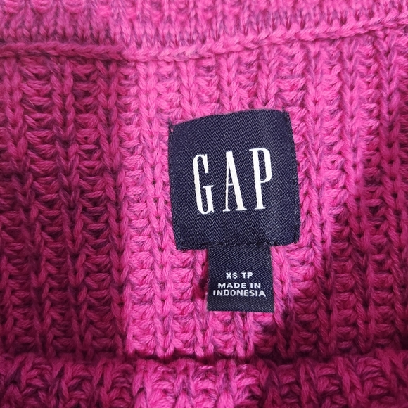 GAP Pink Crew Neck XS Puff Shoulder 100% Cotton Sweater Knit - Picture 5 of 9